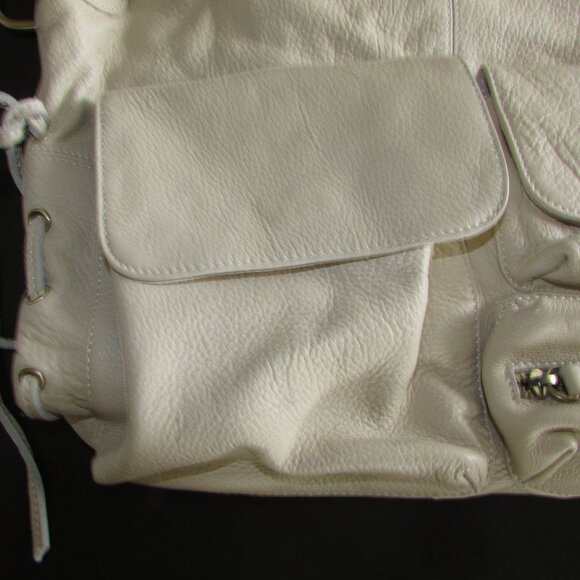 Leather Cream Pocketed Hobo Handbag - NEW - Picture 8 of 15